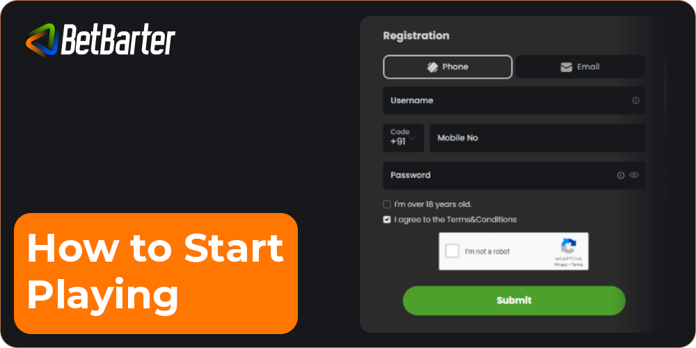 How to start playing betbarter casino